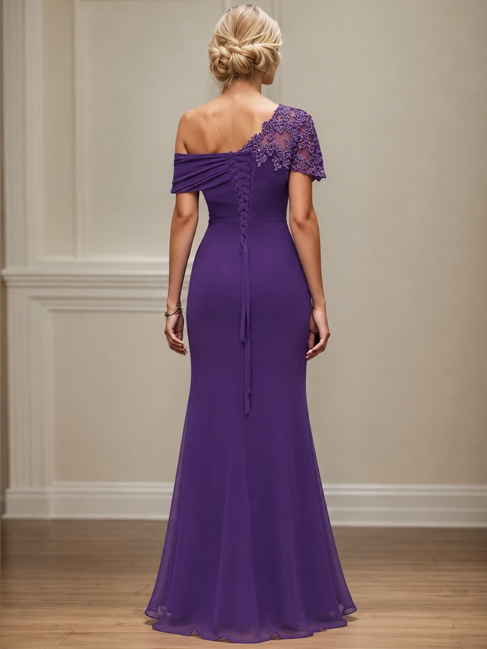 Purple One Shoulder Formal Wedding Guest Bridesmaid Gown NWT - Picture 2 of 5
